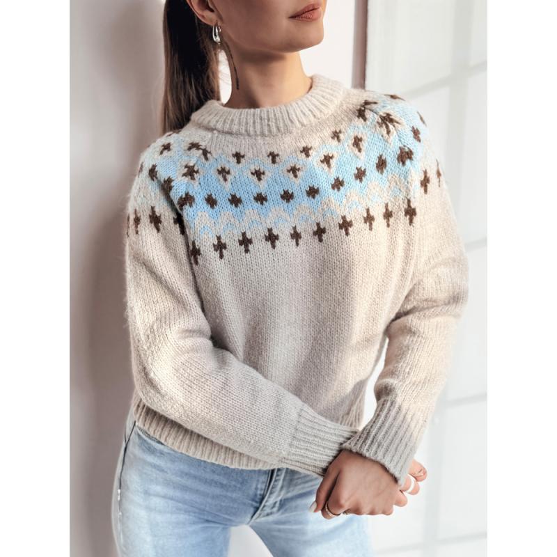 Dámsky sveter jednej veľkosti SKADOVA tmavobéžový