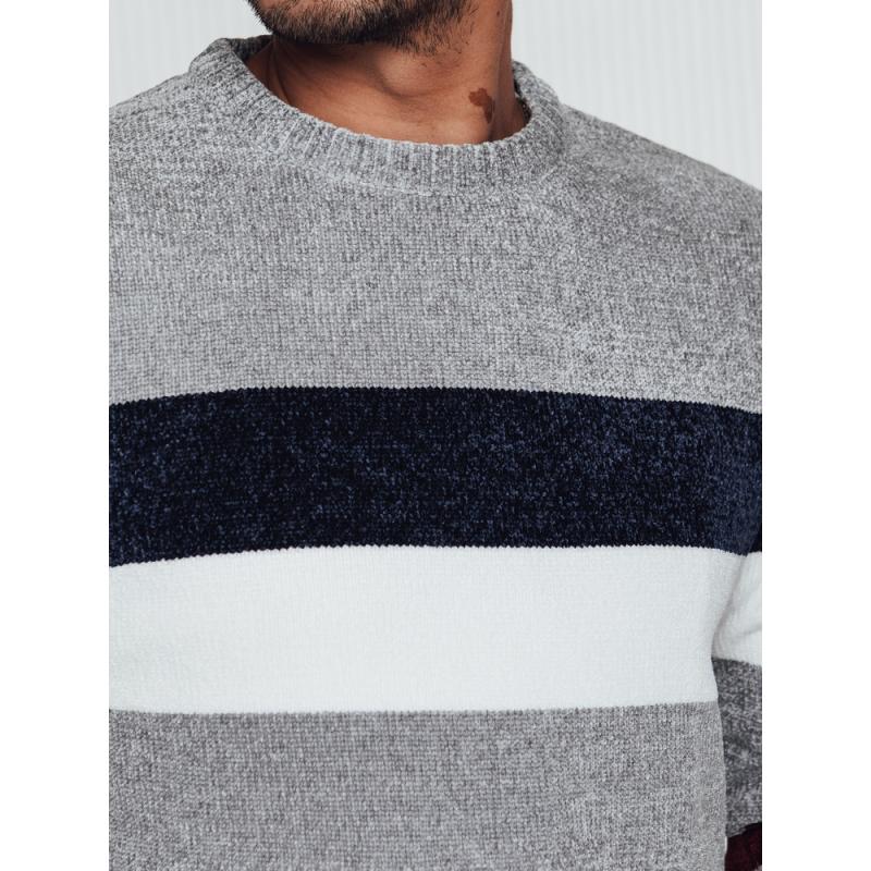 Férfi csíkos szürke pulóver
