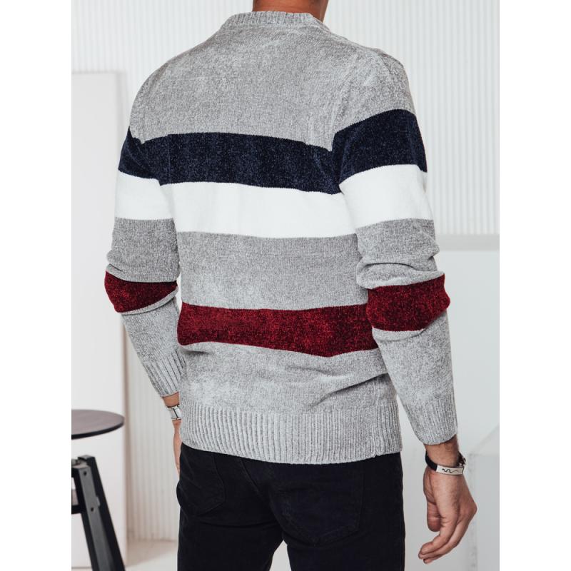 Férfi csíkos szürke pulóver