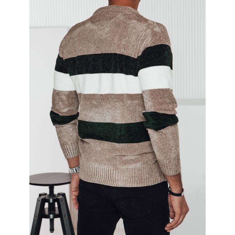 Férfi csíkos pulóver barna