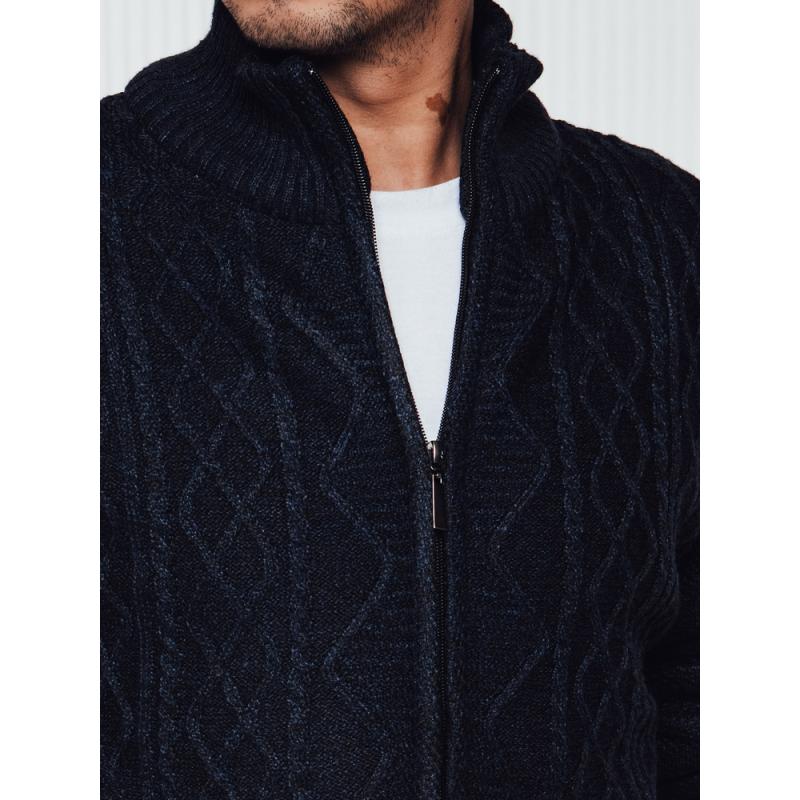 Férfi pulóver húzózsinórokkal tengerészkék