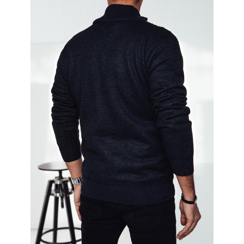 Férfi pulóver húzózsinórokkal tengerészkék