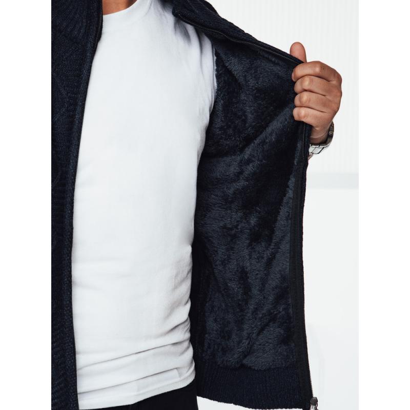 Férfi pulóver húzózsinórokkal tengerészkék