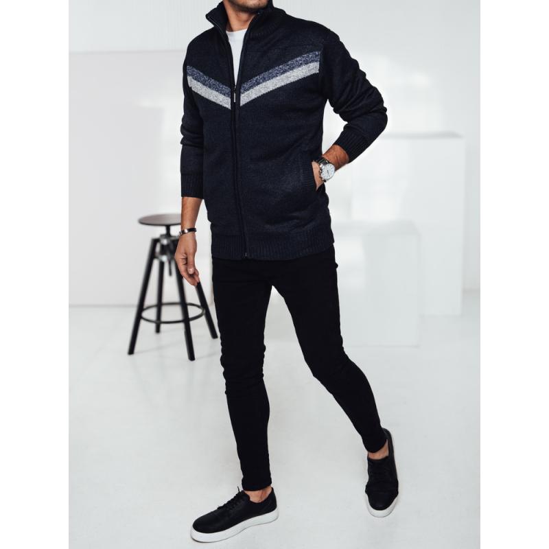 Férfi zsinóros pulóver sötétkék