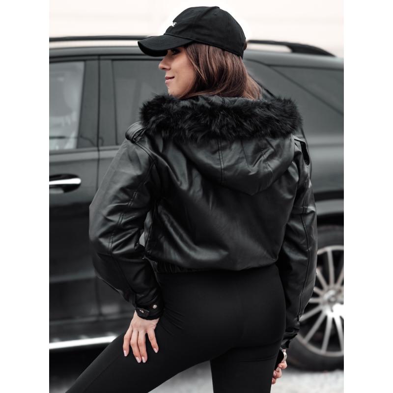 Dámská kožená bunda s kožešinou SOFTREBEL černá