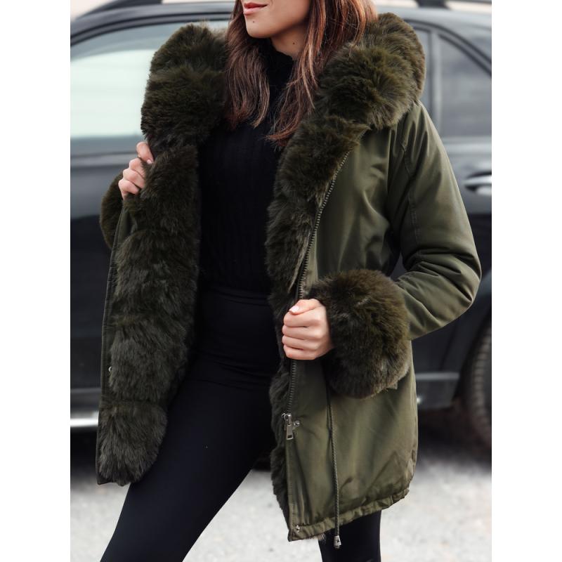 Dámská bunda parka s kožíškem CHARMFUR zelená