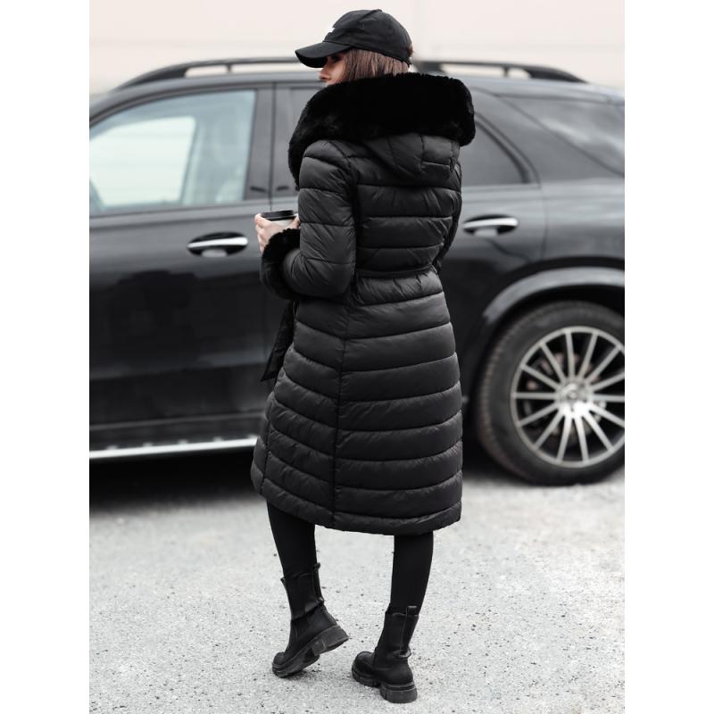 Dámska prešívaná dlhá bunda ZAELEGANTE čierna