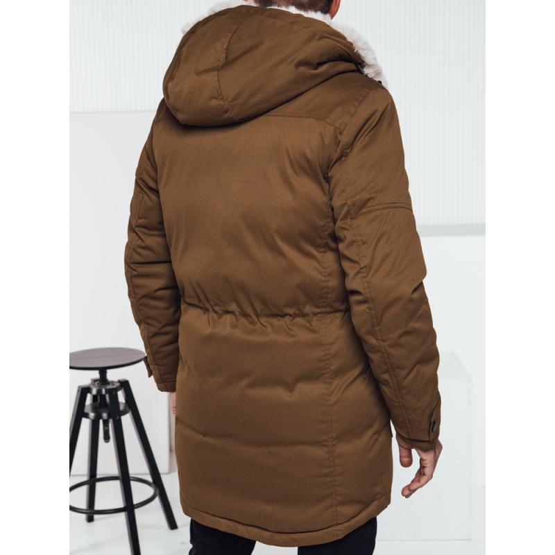 Pánská zimní bunda parka s kapucí béžová
