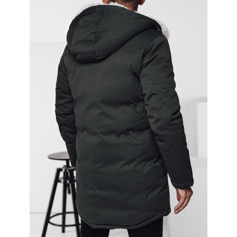 Férfi téli parka kabát kapucnival zöld