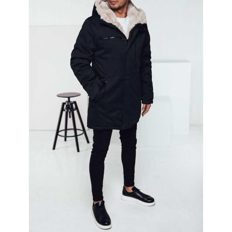 Férfi téli parka kabát kapucnival sötétkék