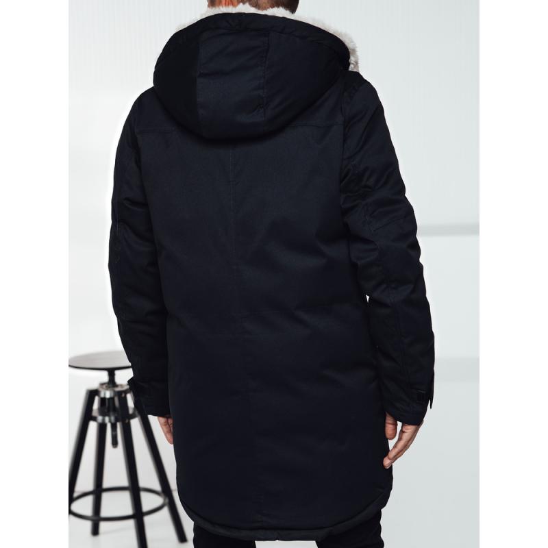 Férfi téli parka kabát kapucnival sötétkék