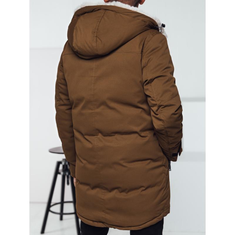 Férfi téli parka kabát kapucnival bézs színben