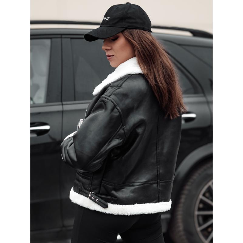 Dámská kožená bunda SHEREB s ovčí kůží černá