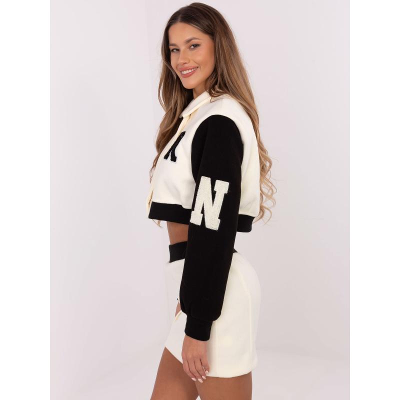 Ecru ležérní komplet s halenkou a sukní