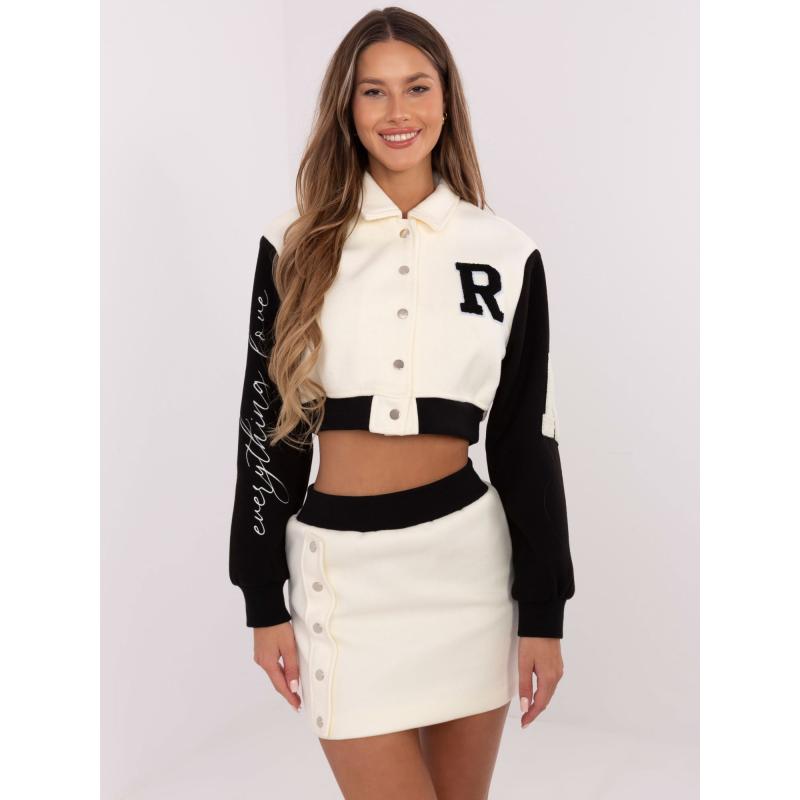 Ecru ležérní komplet s halenkou a sukní