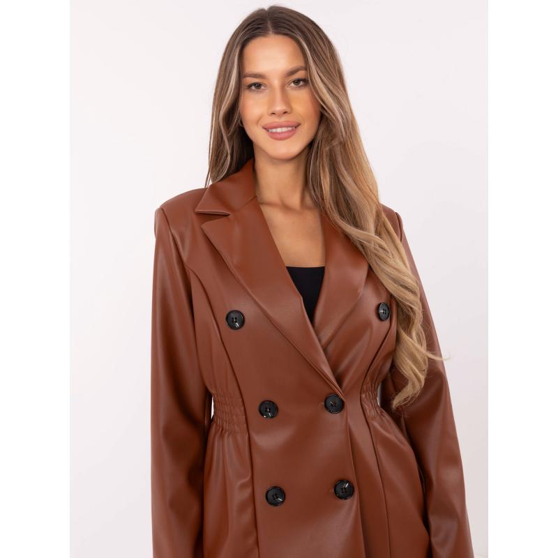 Hnědé dámské sako se švem v pase