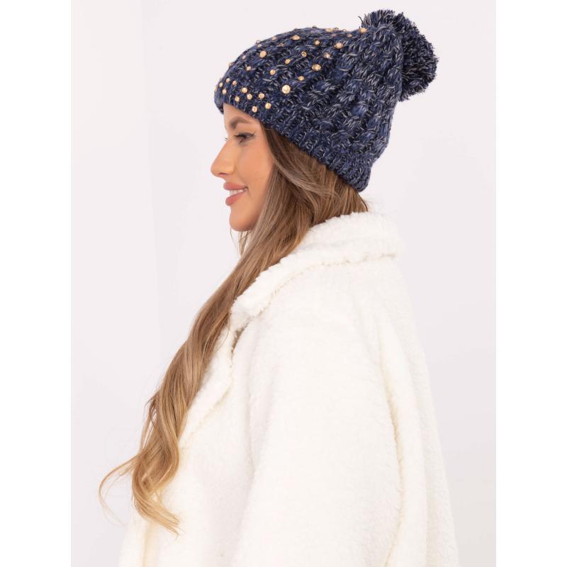 Námořnicky modrá dámská čepice s aplikacemi