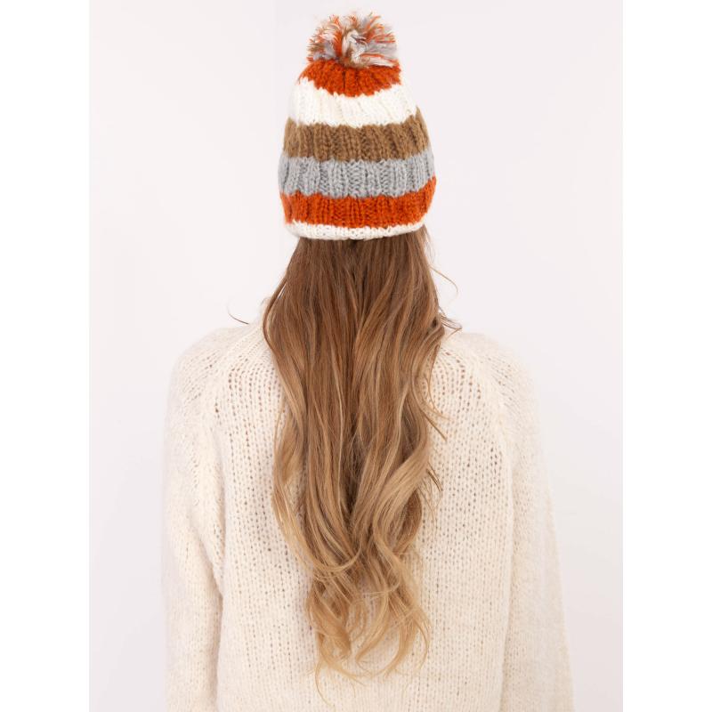 Dámská pruhovaná čepice v barvě ecru