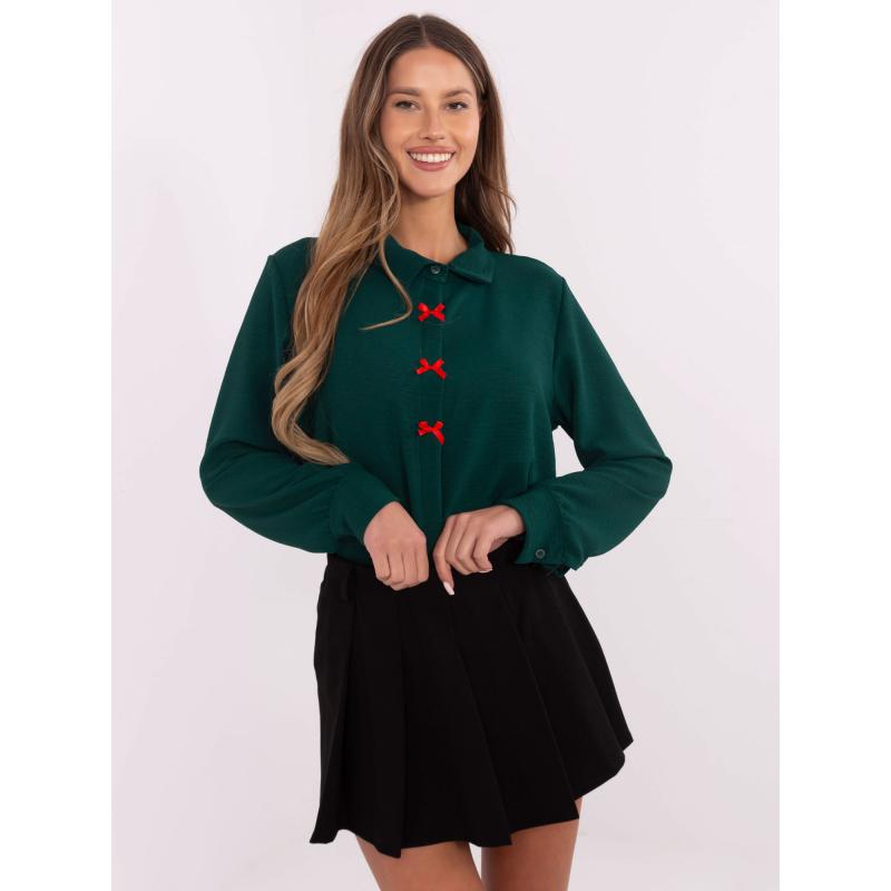 Sötétzöld formális ing masnival