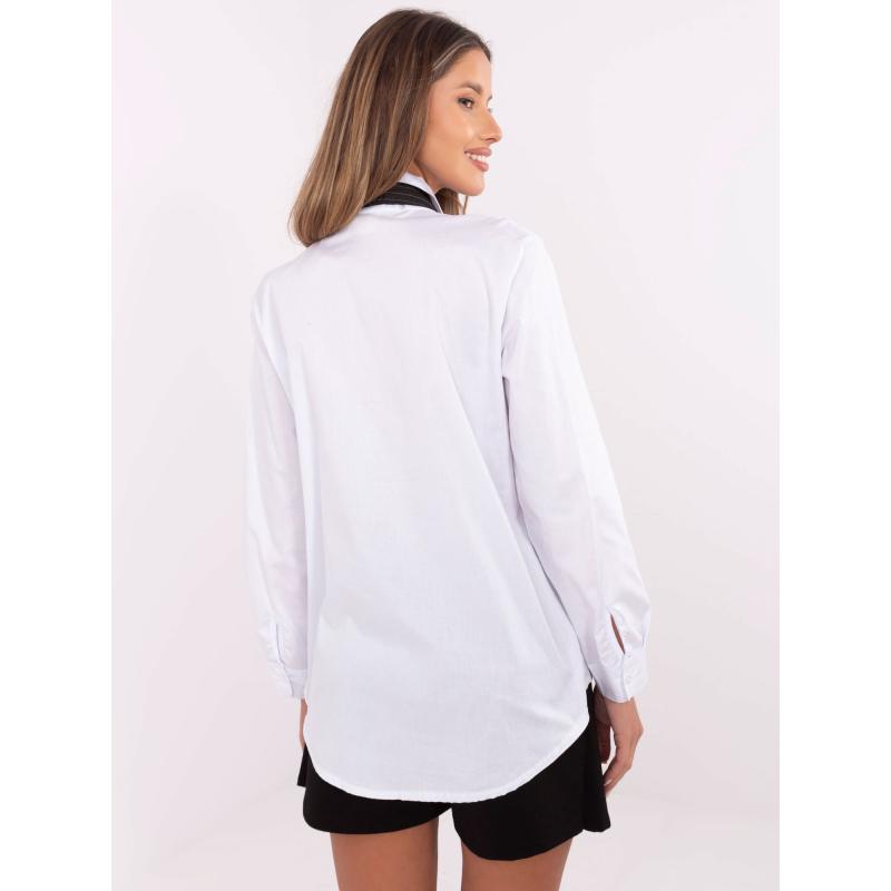 Bílá bavlněná dámská košile s kravatou