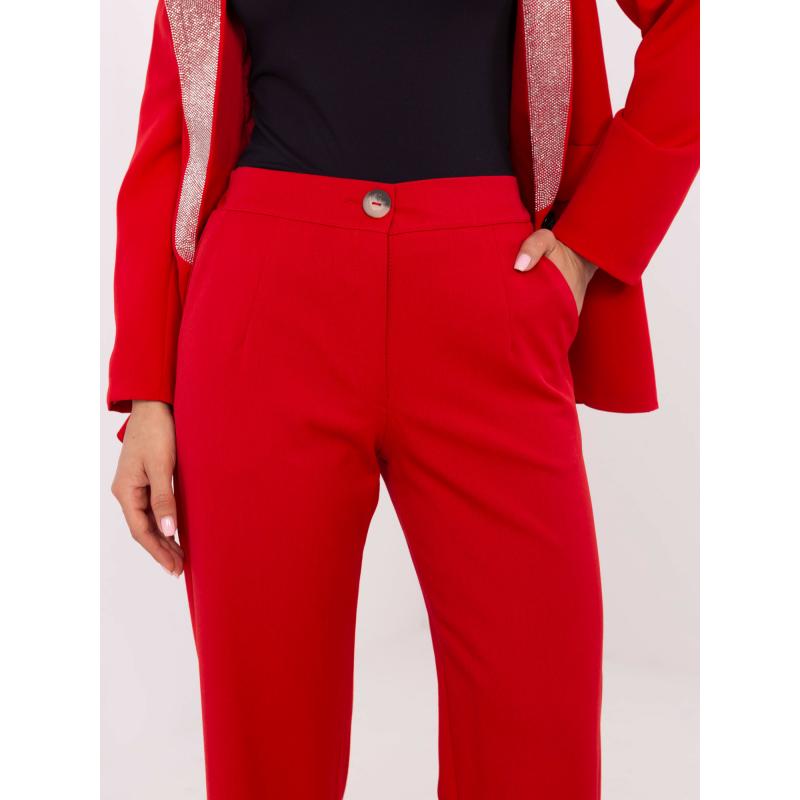 Červené oblekové kalhoty s rovnými nohavicemi