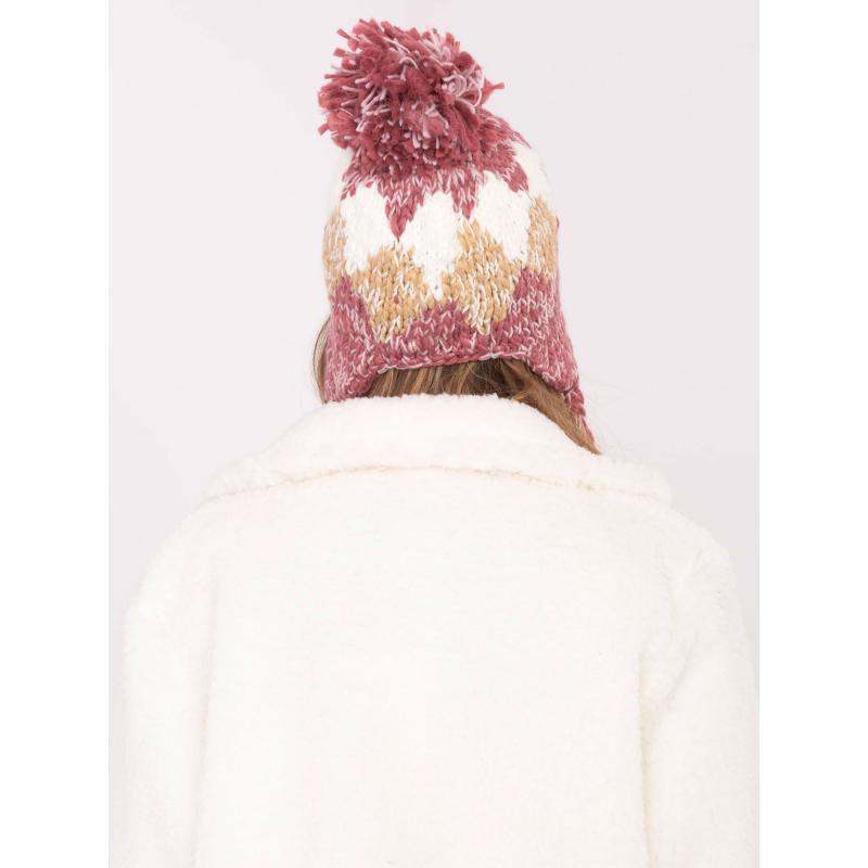 Špinavě růžová ušanka s bambulí