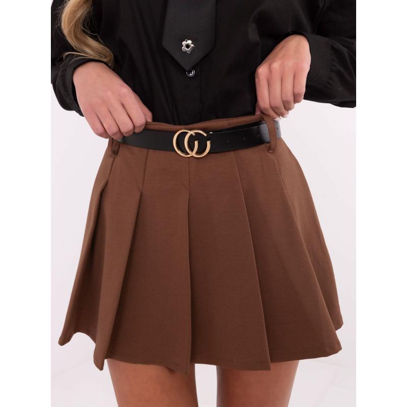 Hnedá elegantná sukňa a šortky so záhybmi