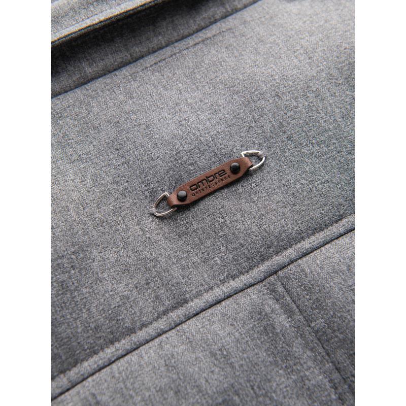 Pánská lehce vyteplená bunda s podšívkou - šedá V1