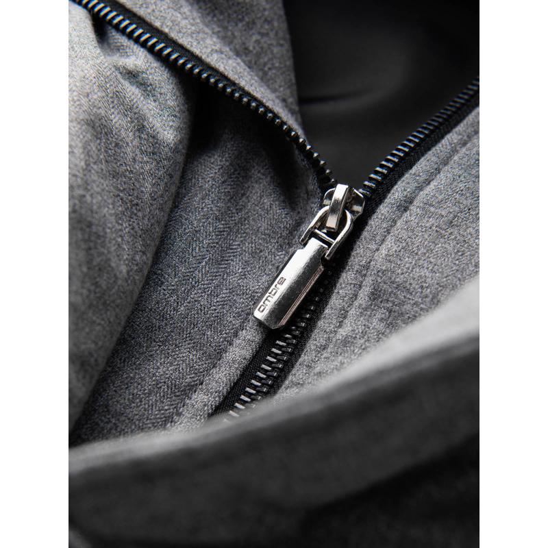 Pánská lehce vyteplená bunda s podšívkou - šedá V1