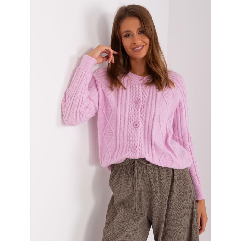 Lila női gombos pulóver