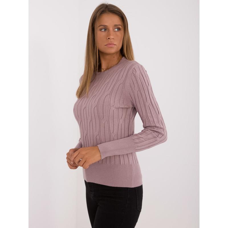 Špinavě fialový klasický svetr ve fitted střihu