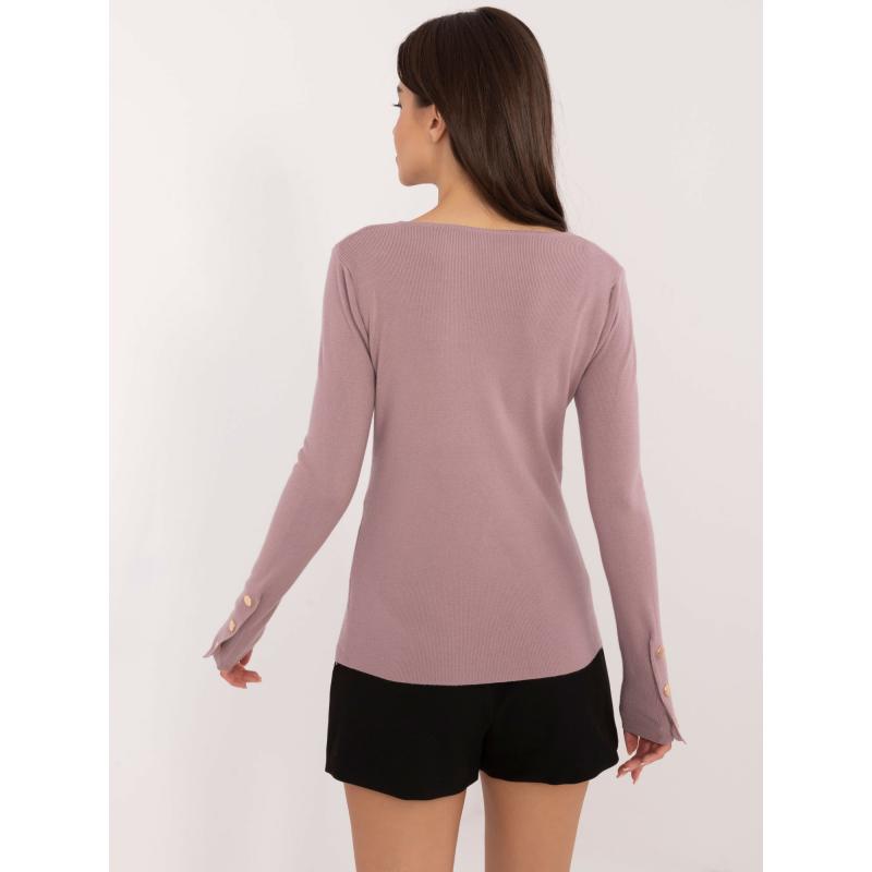 Špinavý fialový klasický sveter s dlhým rukávom