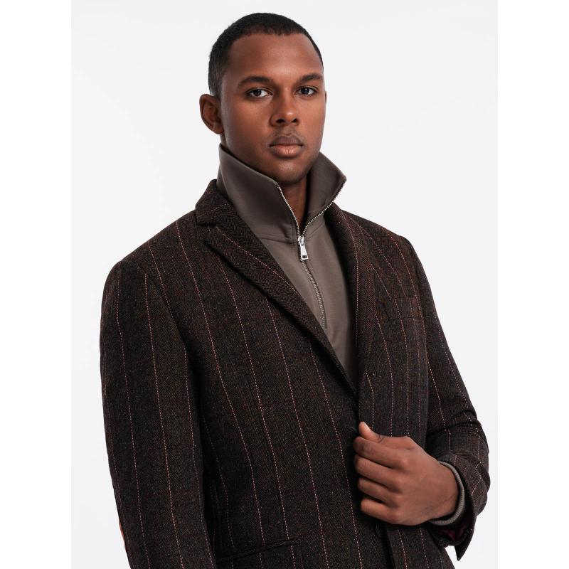 Elegancka męska marynarka w kratkę z wełną - grafitowa V3 OM-BLZB-0137