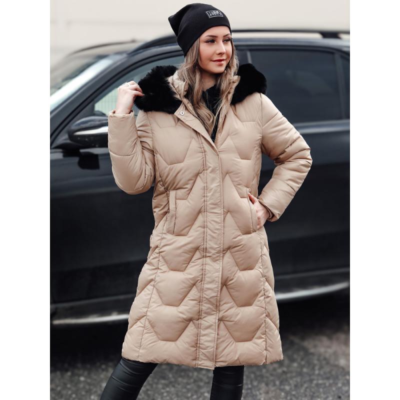 Dámská prošívaná dlouhá zimní bunda WINTERACT béžová