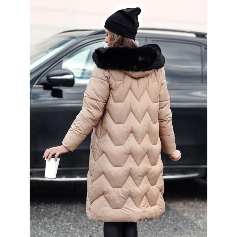 Dámská prošívaná dlouhá zimní bunda WINTERACT béžová