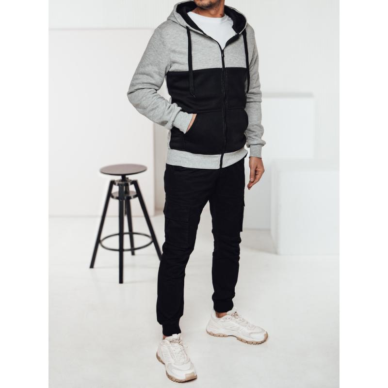 Pánská mikina s kapucí světle šedá