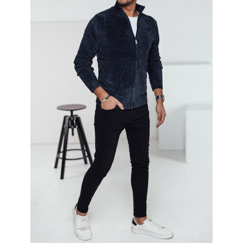 Férfi pulóver zsinórral, tengerészkék