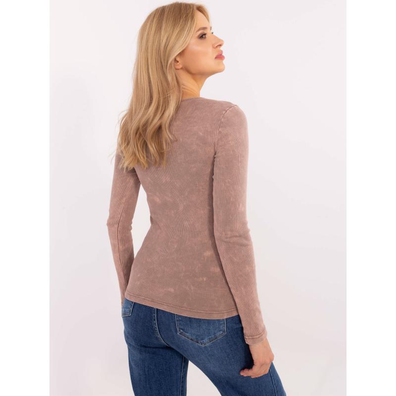 Piszkos rózsaszín csíkos blúz kivágott ujjakkal