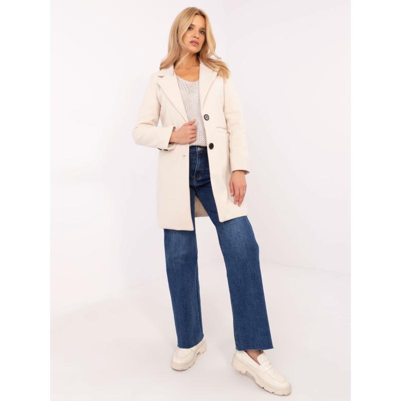 Világosbézs női kabát zsebekkel OCH BELLA