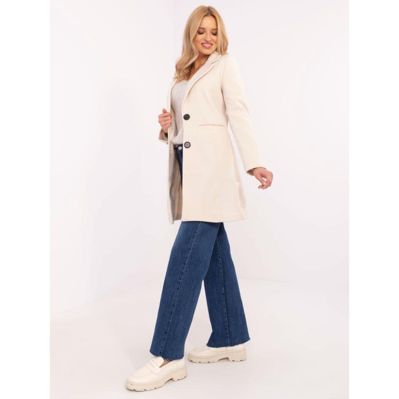 Világosbézs női kabát zsebekkel OCH BELLA