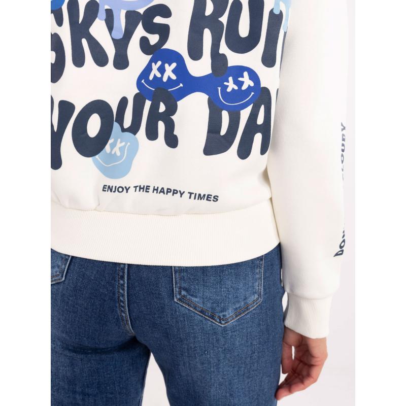 Fehér szigetelt pulóver SUBLEVEL nyomtatással