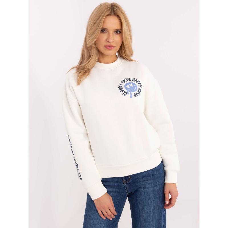 Fehér szigetelt pulóver SUBLEVEL nyomtatással