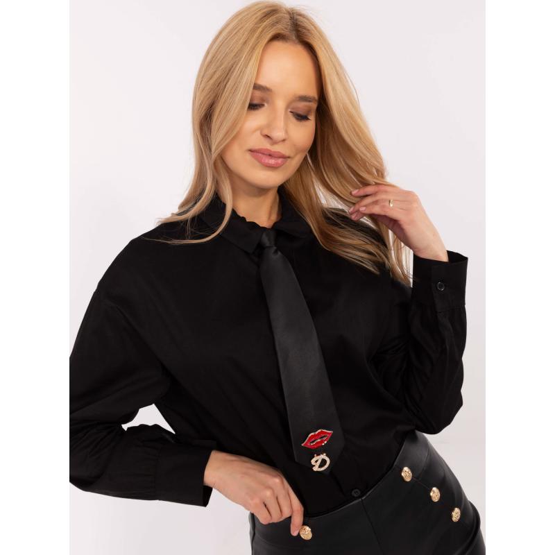 Černá bavlněná košile s límečkem