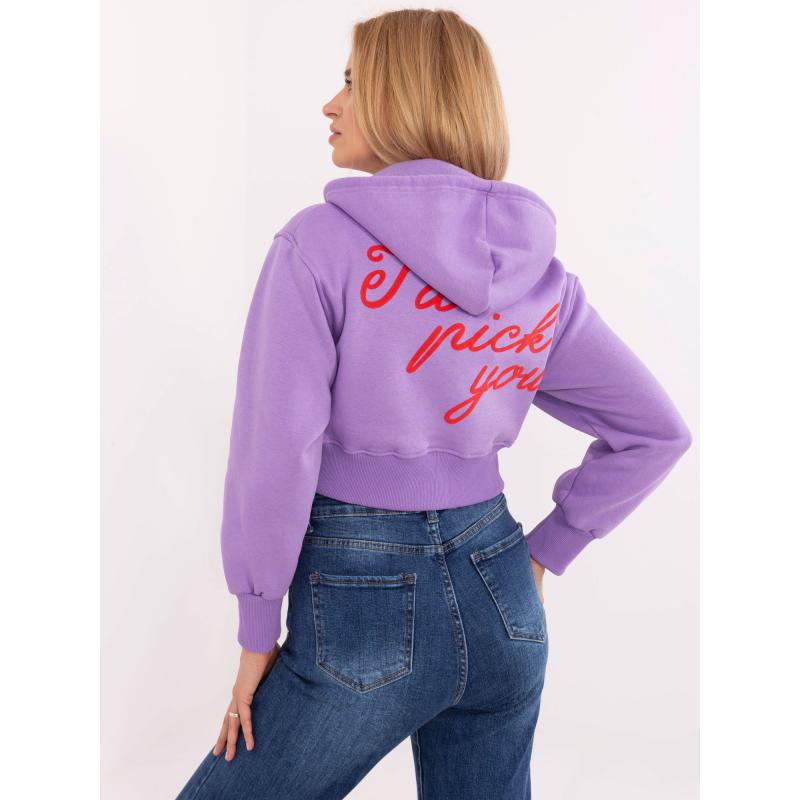 Fialová krátká mikina s potiskem