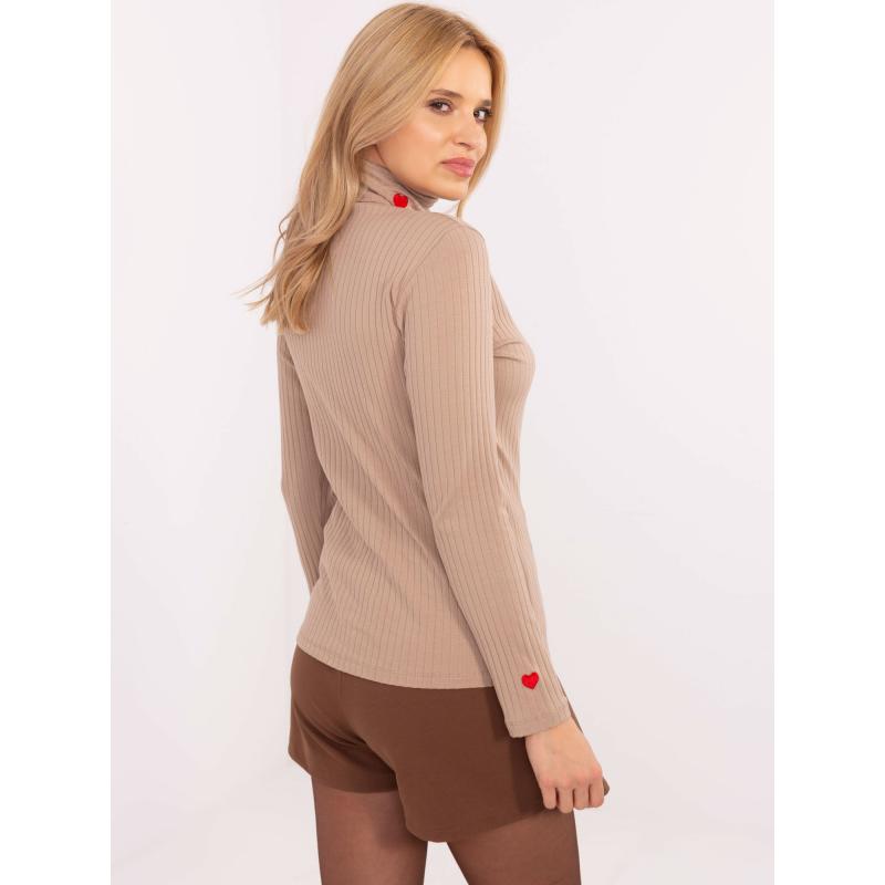 Sötétbézs pamut csíkos blúz