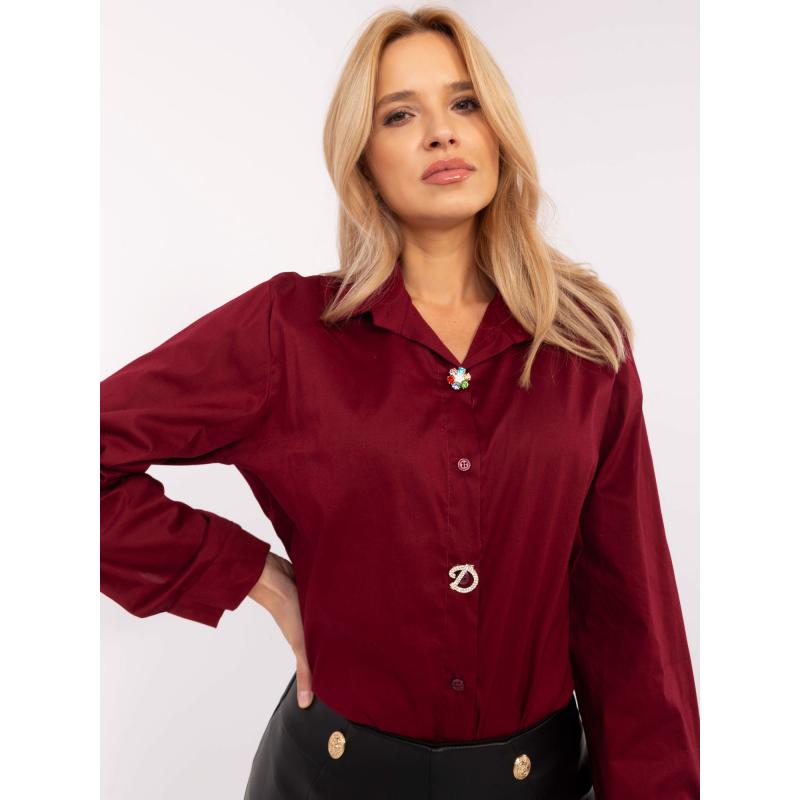 Bordó bavlněné pruhované dámské tričko