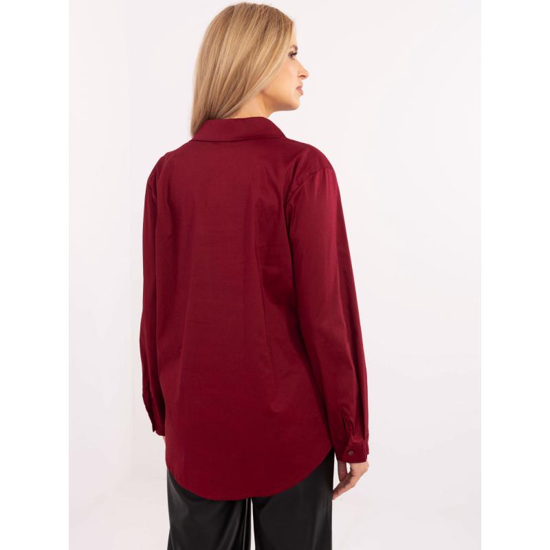 Bordó bavlněné pruhované dámské tričko