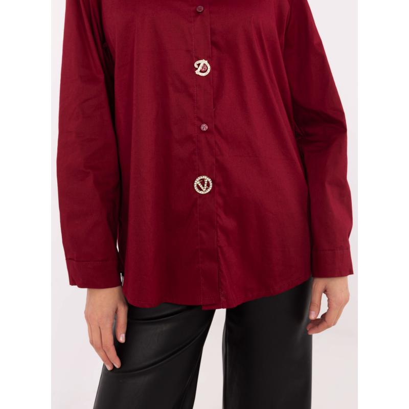 Bordó bavlněné pruhované dámské tričko