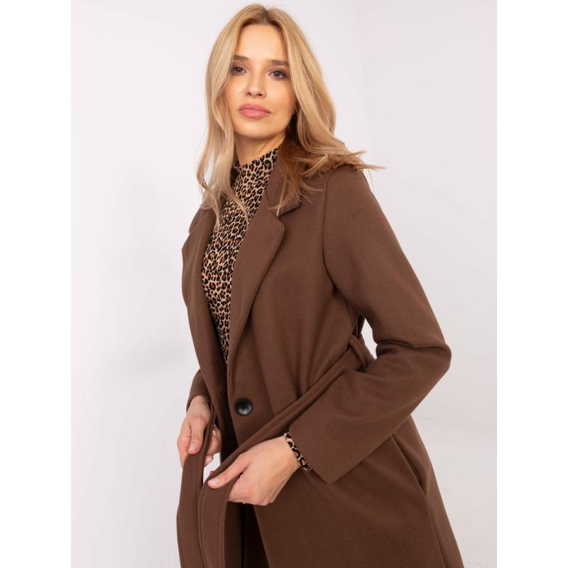 Barna hosszú kabát övvel OCH BELLA