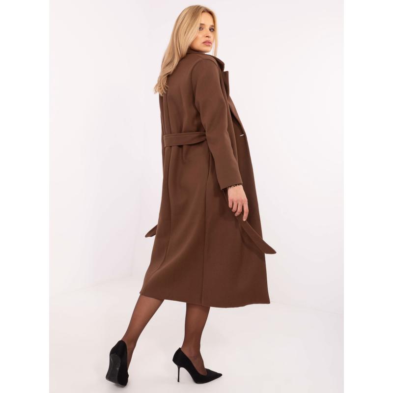 Barna hosszú kabát övvel OCH BELLA